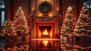 Christmas Cabin Retreat 🎄 Fireplace Crackles & Cozy Holiday Decorations