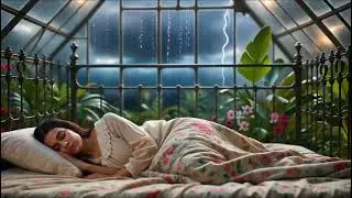 Sleep For In Victorian Greenhouse | Rain on Glass & Thunder for Anxiety Relief 528Hz