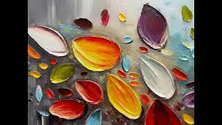 Large 3D Textured Floral Oil Painting on Canvas, Boho Wall Decor, Colorful Flower Petals Painting