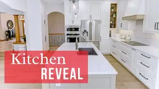 Elegant Kitchen Renovation | Custom Island, Quartz Backsplash & Lighting Ideas
