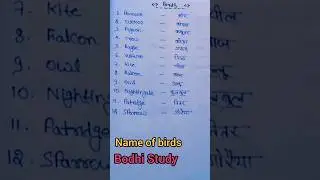 Name of birds 📝 basic but informative 📖#BodhiStudy #Shorts