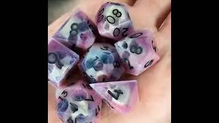 Dice set for dnd with a skull inside and black numbers www.DiceAndGame.comDice #diceset  #dice