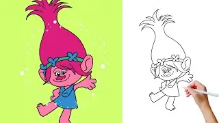 Drawing Poppy Troll in 5 Minutes CHALLENGE