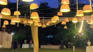 Wedding Reception decoration | indian weddings | bamboo lights and chairs decoration 