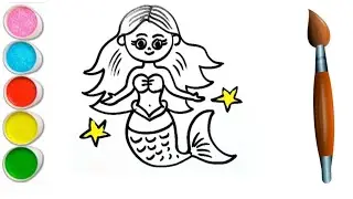 Mermaid Drawing for beginners | How to draw mermaid | Kids Drawing | Kids Video | Coloring #mermaid