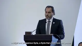 Speech Tourism Minister Mazen Al-Salhani at the conference announcing the new government's formation