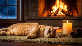 Natural Cat Calm Music 432Hz 😺 Fireplace Relaxation For Pet Anxiety Support no ads
