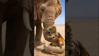 An elephant raised a baby dragon in the desert. 😭 #ai #egg #elephant #dragon