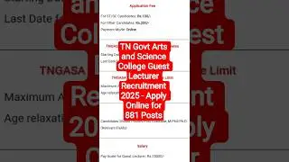 TN Govt Arts and Science College Guest Lecturer Recruitment 2025 - Apply Online for 881 Posts