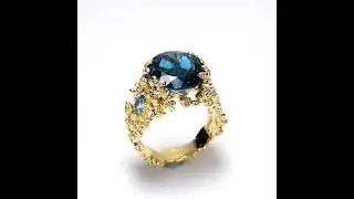 Coral London Blue Topaz Ring, Gold Blue Topaz Ring