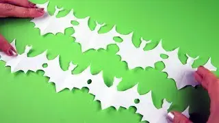 Как сделать гирлянду на Хэллоуин Летучая мышь из бумаги своими руками DIY