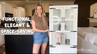 GarveeHome Tall White Corner Cabinet with Glass Door &ndash; Storage with Adjustable Shelves for Any Room