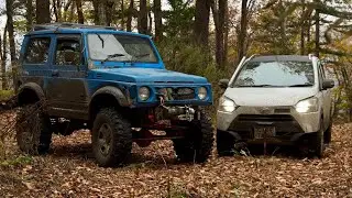 Daihatsu Mira 2014, Suzuki Jimny 1994, Toyota Carib 1984. Dry Off-road.
