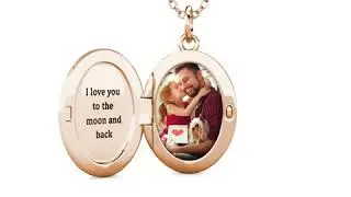 Locket Necklace - Photo Necklace with Engraving - Personalized Picture Jewelry Gift for Her