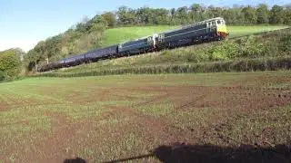 Class 33s Nos.D6575 & D6566 hauling newly painted QB stock & 4 hoppers at Castle Hill 02.11.2020.