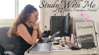 12 Hours Study With Me| Background - White Noise & calm music | pomodoro 50-10| Study With Sally