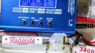 Radenite 3400mAh li-ion 18650 capacity discharge test at 1.5a