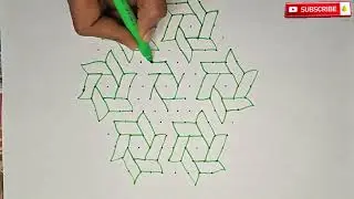 15&times;8 Dot Kolam | Simple Rangoli Design for Beginners| muggulu | ರಂಗೋಲಿ | home design