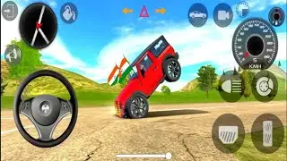 Dangerous Car Stunts 😱 Red Thar One Wheel Balance | Indian Offroad Game