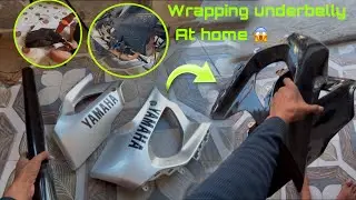 My YamahaR15m modifications 🏍️🏍️ | bike wrapping | underbelly wrap at home 🏠 | #wrap #homework