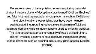 Crypto scammers use wallet drainer ploy on Google and X ads, rake in $59 MN in phishing scams Report