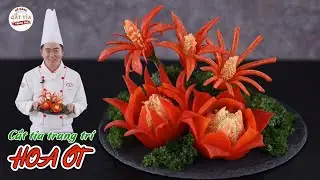 Tỉa Hoa Ớt - Hướng dẫn cách cắt tỉa hoa ớt đơn giản và đẹp mắt - Bell pepper Flower Carving