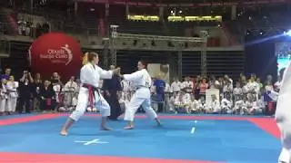 Mistrzostwa Świata w Karate Tradycyjnym ORLEN 'Kraków - J.Marciniak vs Serbka półfinał - kumite
