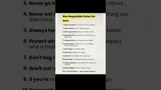 NON NEGOTIABLE RULES FOR MEN #negotiable #rules #rulesofsurvival #motivation #goals #ruleyourself