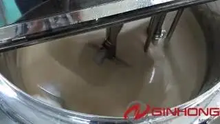 Twin shaft mixer mixing rice protein powder and water in Thailand rice factory