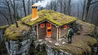I Built a Hidden Stone Shelter Under a Giant Rock | Ultimate Bushcraft Survival