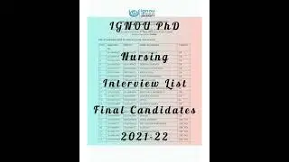 IGNOU PhD Entrance Exam 2021-22 | Nursing | Interview List | Results