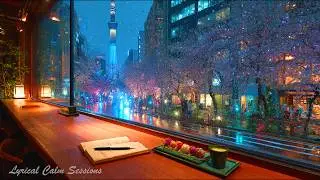 Cozy Tokyo Sakura Night 🎹 Jazz Piano & Snow Ambience for Sleep, Study & Deep Focus 🍵🌸❄️