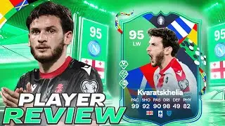 🥶95 UEFA EURO PATH TO GLORY KVARATSKHELIA PLAYER REVIEW - EA FC 24 ULTIMATE TEAM