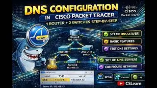 DNS Configuration in Cisco Packet Tracer | 1 Router + 2 Switches Step-by-Step | CSLearn