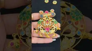 Traditional navratan Pendant with real stones #trending #jewellery #traditional #navratan #jadau