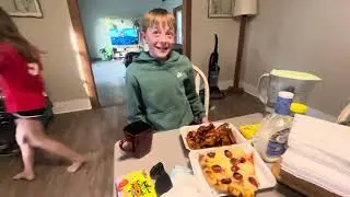 Easter wings, and pizza with family