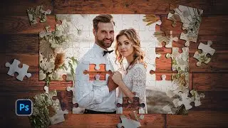Create a puzzle with Photoshop with just one action.