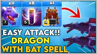 EASY! - TH12 Dragon With Bat Spell 3 Star Attack!!