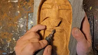 Beginner Woodspirit carving using a dremel flex shaft. #dremelwoodcarving
