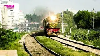 Malir Halt Railway Station Two Train Crossing 33Up & 48Dn, Lead By AGE-30 HGMU-30