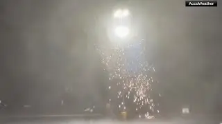 Tracking Hurricane Helene | Power line sparks during heavy rain in Perry, Florida