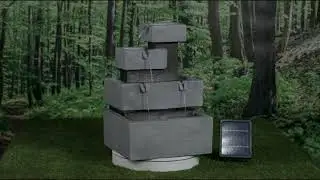 Solar Powered Stacked Troughs Garden Water Feature