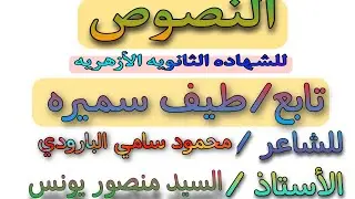 مادة النصوص(٢)للشهادة الثانوية الازهرية/ تابع طيف سميرة/للشاعر محمود سامي البارودي
