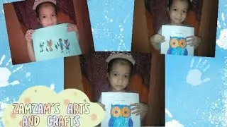 Zamzam draws and colors a picture of a cat, dog and an owl