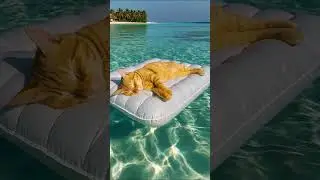 Relaxing! Floating Cat Dreams&hellip; Living the Relaxed Life! 😸🌊 #RelaxingCat #FunnyCat #猫好き  #cat #beach