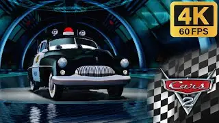 Sheriff racing in Oil Rig Run - Cars 2: The Video Game