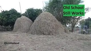 Making an old school Hay Stack out of rice straw.
