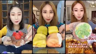 asmr mukbangasmr/kwai dessert mukbang,/mochi eating,creperoll cake chocolate #asmr