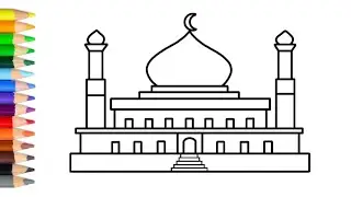 Cara menggambar Masjid yang bagus dan mudah