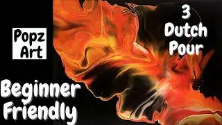 Acrylic Pouring - Red Dutch Pour Trio &ndash; One with Cells, Two Classic Styles - Beginner-Friendly Art